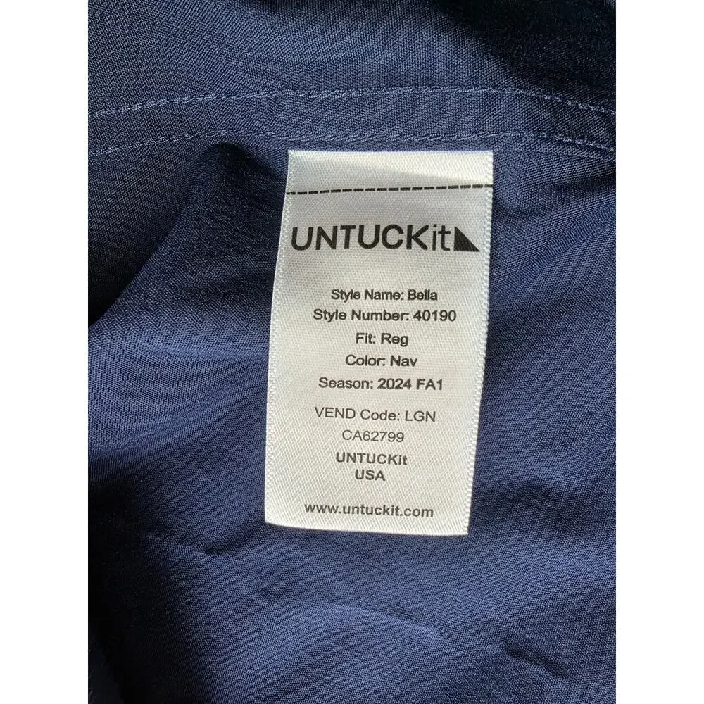 Untuckit For Her Blue Button Down Shirt Size 10